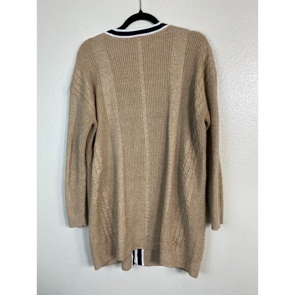Talbots Womens‎ Cardigan Sweater size Large Brown cable Knit Preppy Nautical - Picture 13 of 16